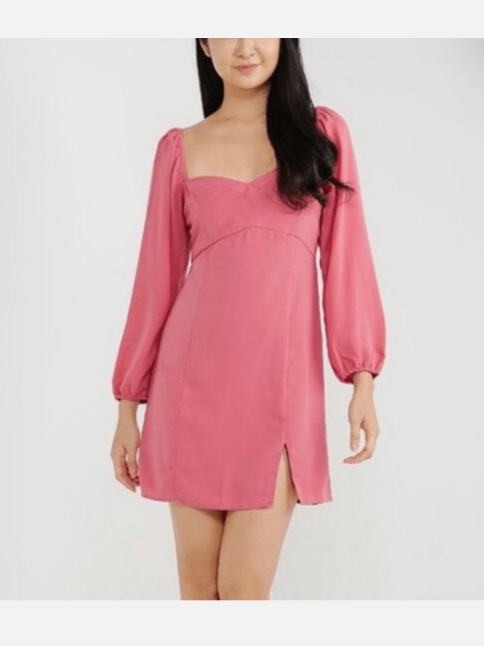 NWT Abercrombie & Fitch Long Sleeve Corset Seamed Mini Dress in Pink Size Small
